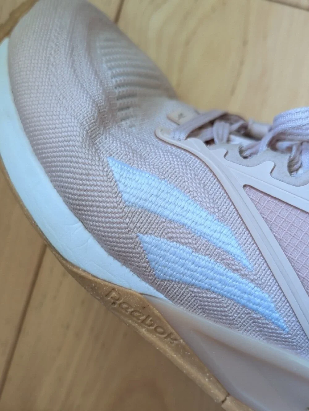 Reebok Light Beige Knit Lace-Up Sneakers